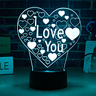 3 D Creative Desk Lamp (Настольная лампа голограмма 3Д, ночник)  "I Love You", фото 6