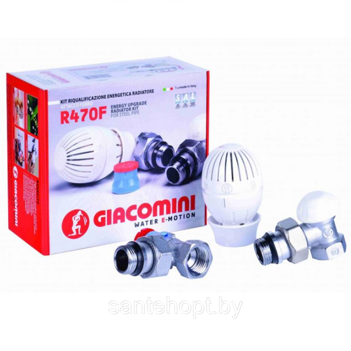 Комплект термостатический Giacomini R470FX003 1/2" угловой - фото 1 - id-p114623861