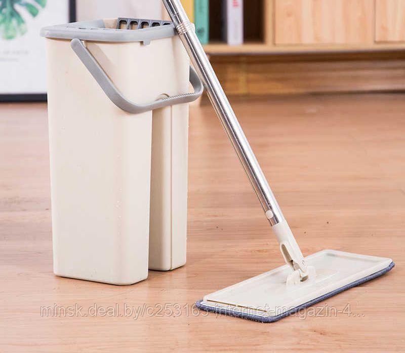 Самоочищающаяся швабра Easy Flat Mop (Проще Простого) (Комплект для уборки с системой полоскания и отжима) - фото 1 - id-p116772949