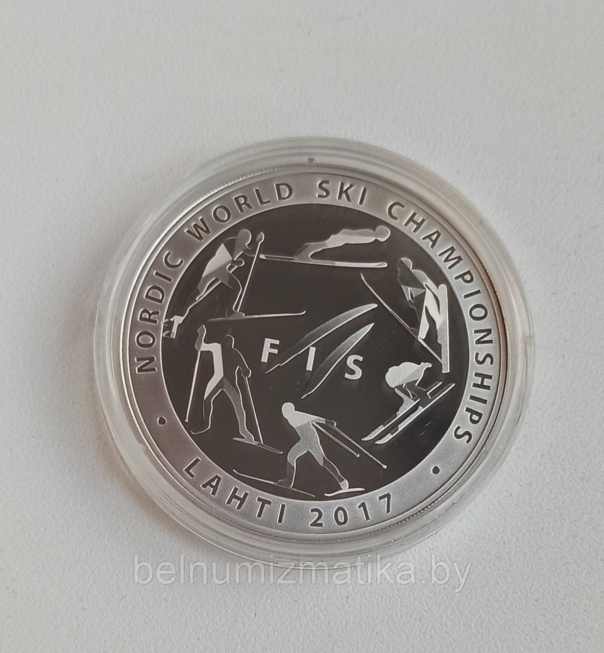 Лахти. Чемпионат мира по лыжным видам спорта 2017 года 10 рублей 2017 набор 2 монеты в футляре Ag - фото 4 - id-p116773514