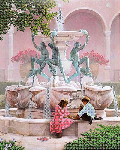 Схемы для вышивания бисером "Дети у фонтана".