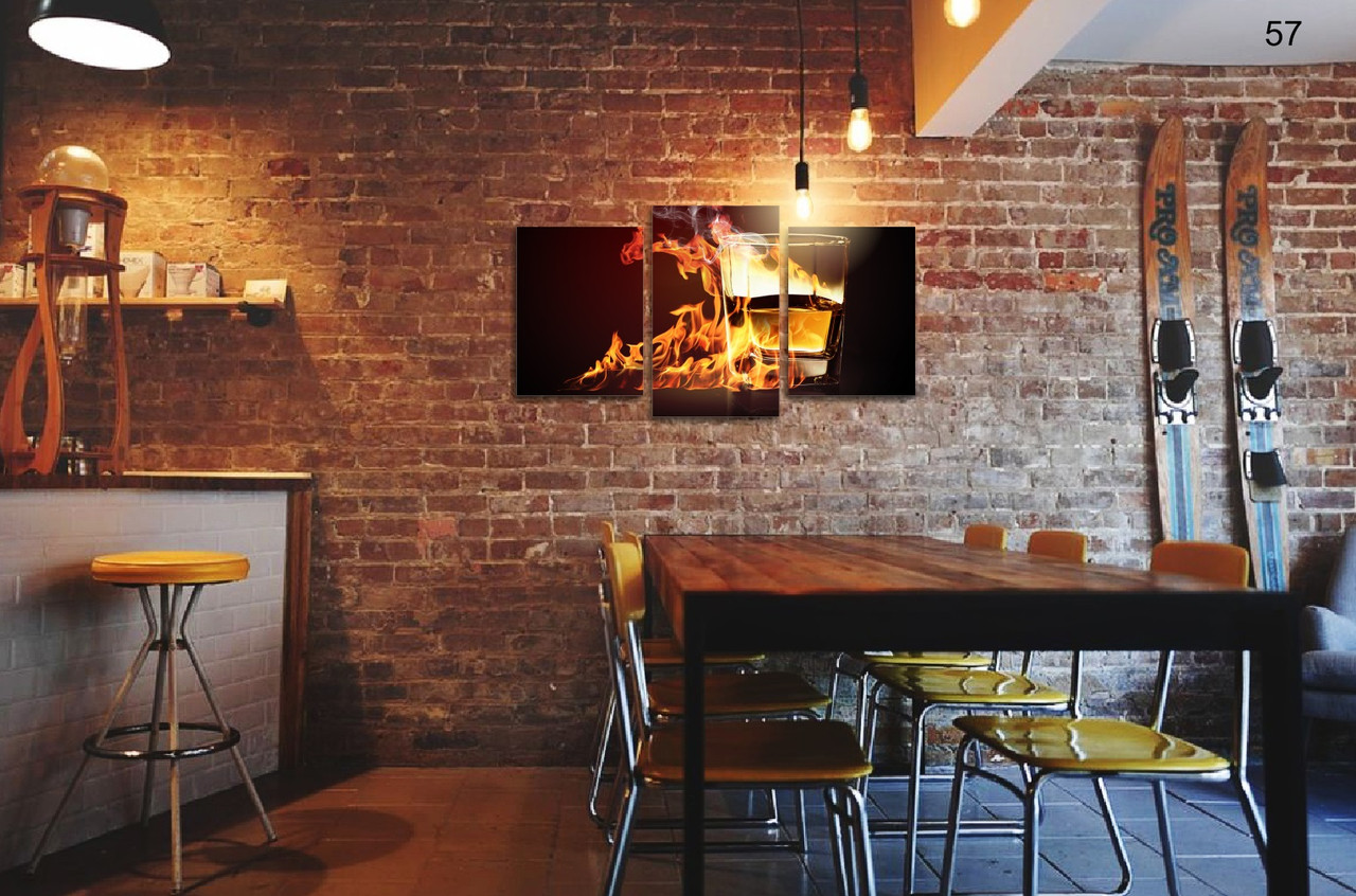 Модульная картина (500х900 мм) "Горящий напиток" для кафе, баров, ресторанов