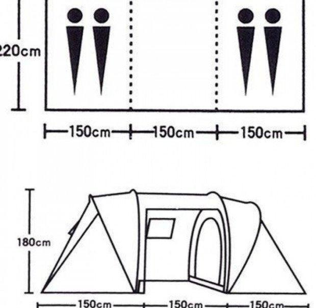 Палатка туристическая LANYU LY-1699 двухкомнатная 4-х местная 450х220х180см - фото 7 - id-p116814335