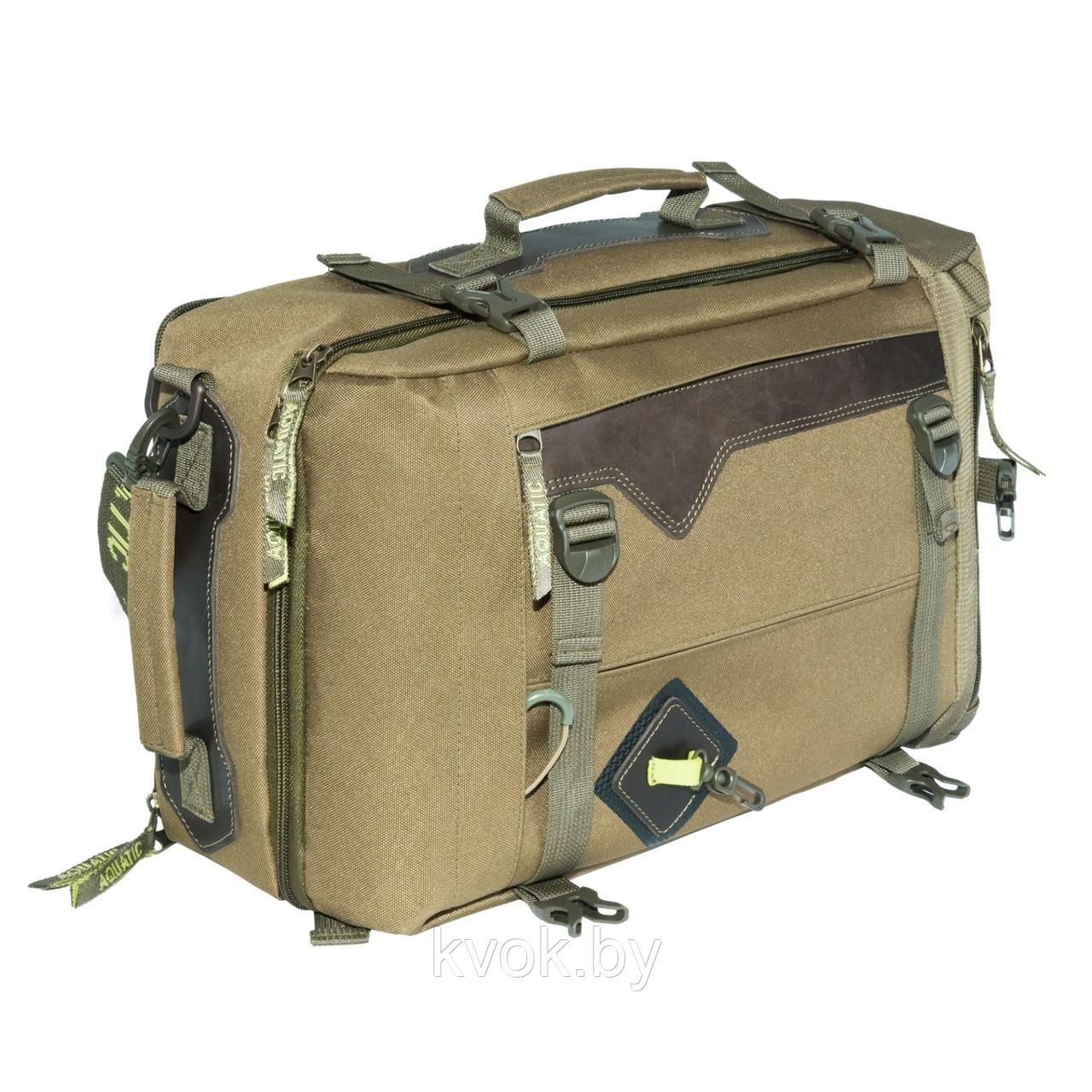 Сумка-рюкзак  AQUATIC С-28Х с кожаными накладками (цвет: хаки), фото 1
