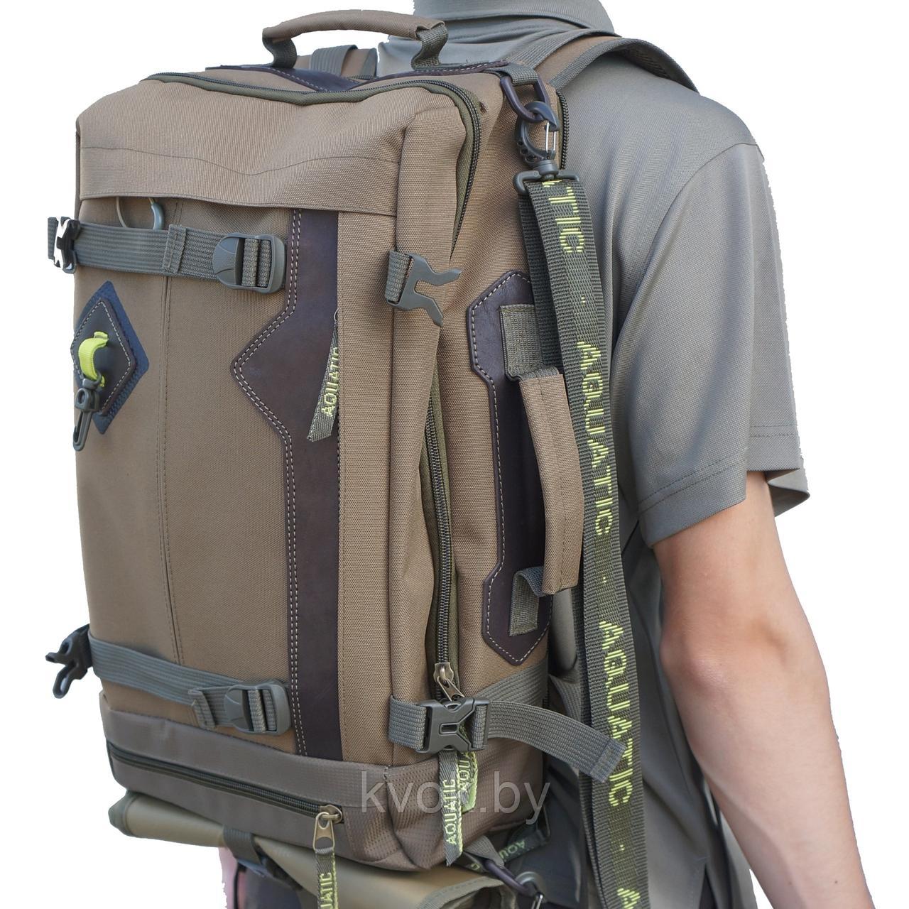 Сумка-рюкзак AQUATIC С-28Х с кожаными накладками (цвет: хаки) - фото 8 - id-p116835862