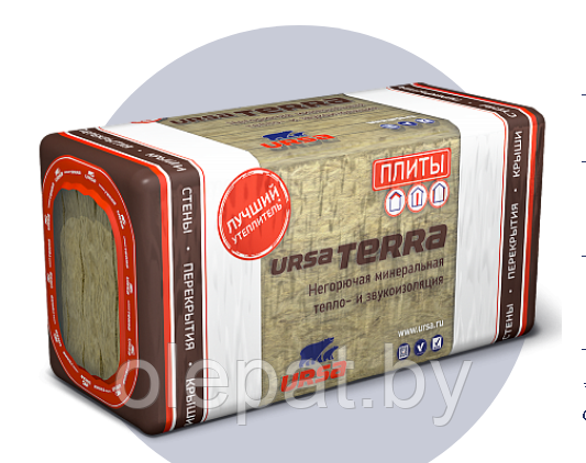 URSA TERRA 36 PN PRO (5)-1250-610-100 плиты теплоизоляционные (0,381 м3) - фото 1 - id-p116842250