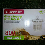 Чайник Kamille заварочный  стеклянный  0,8 л арт. KM 1602, фото 2