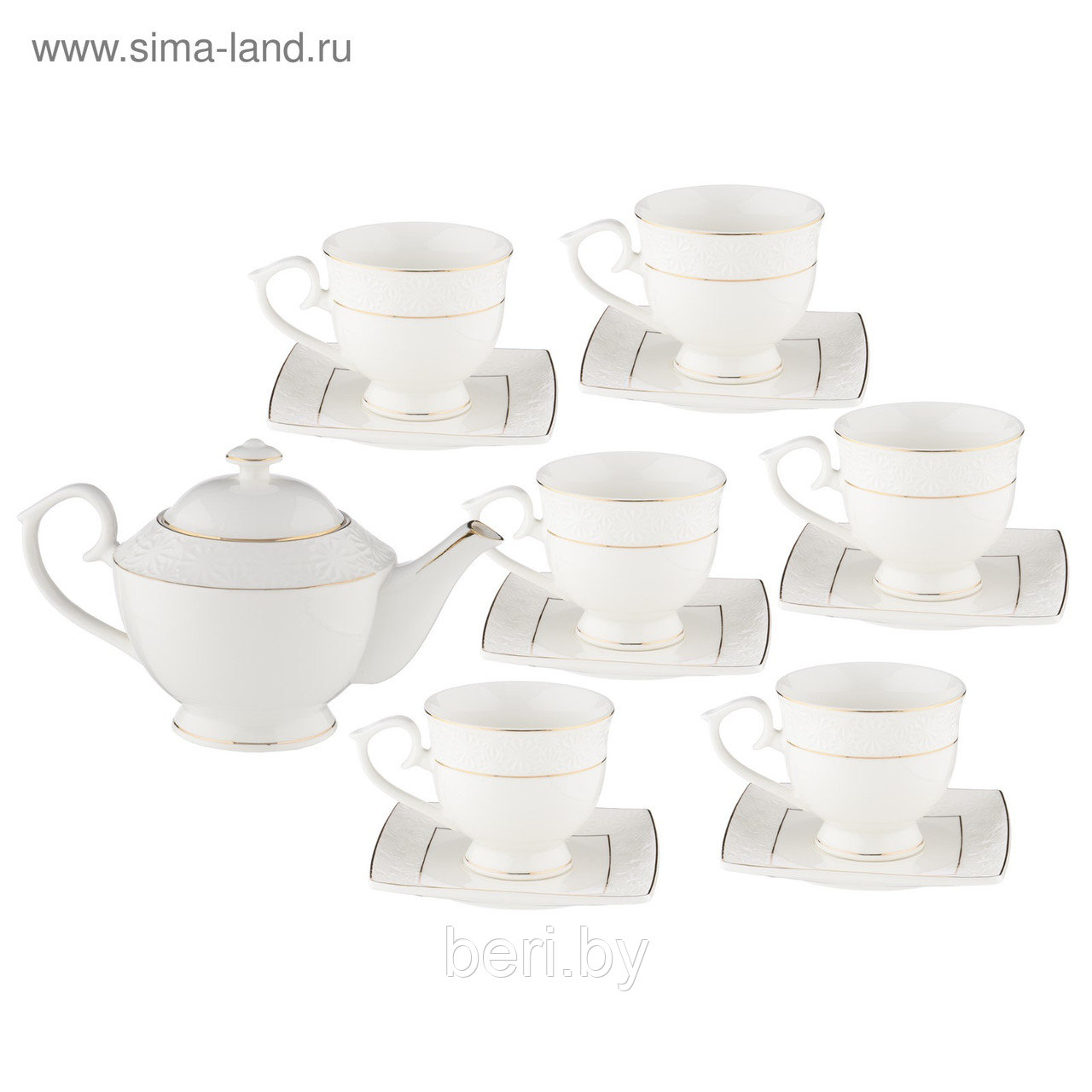 BK-6842 Сервиз чайный фарфоровый, чайный набор, 6 персон, 13 предметов, Bekker