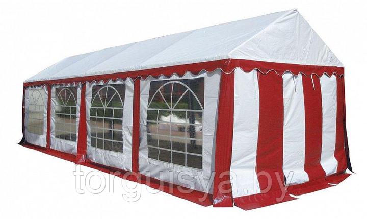 Тент-шатер ПВХ, 3х8 м, цвет белый с красным, фото 2
