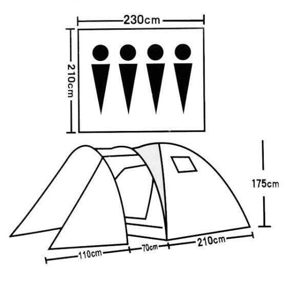 Палатка туристическая LANYU LY-1605, 4-х местная 410x210x175см - фото 3 - id-p116854925