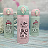 Термокружка LUCKY Cats, 350 мл Розовый с мятной крышечкой, фото 3