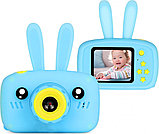 Детский Фотоаппарат Зайчик с ушками голубой / Детский фотоаппарат игрушка 3 в 1/ Голубой цвет, фото 2