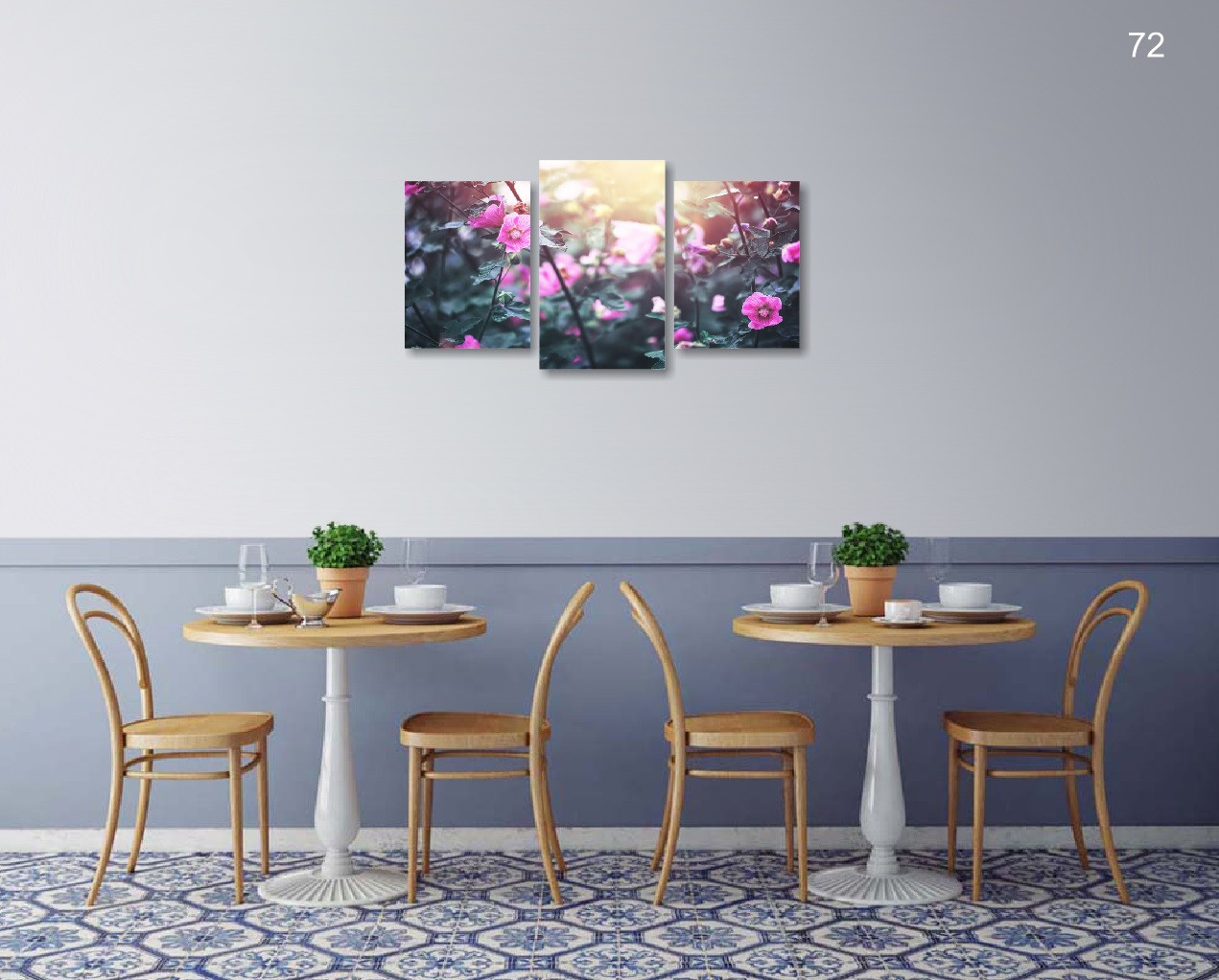 Модульная картина (900х500 мм) "Винтажные розовые цветы"
