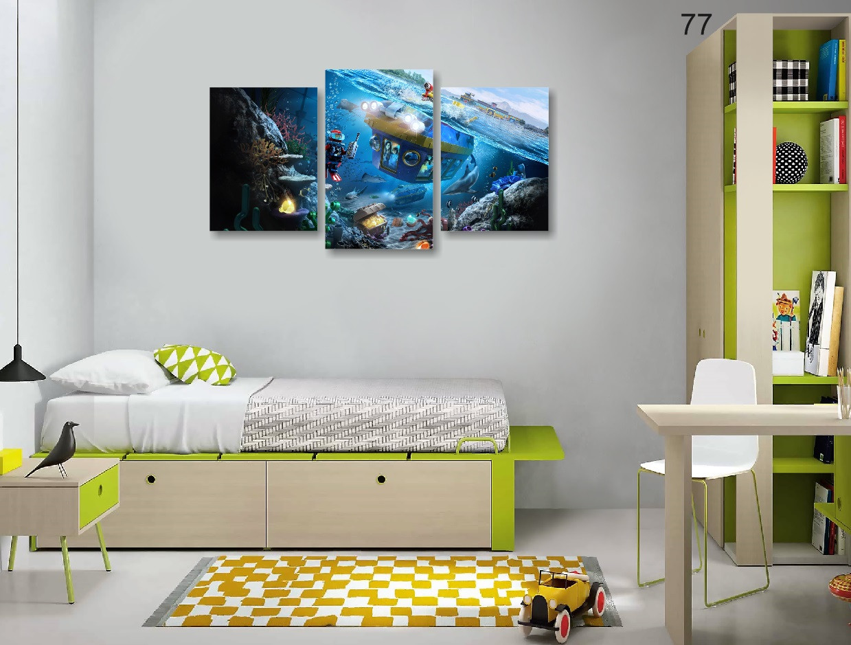 Модульная картина детская (500х900 мм) "Подводный мир"