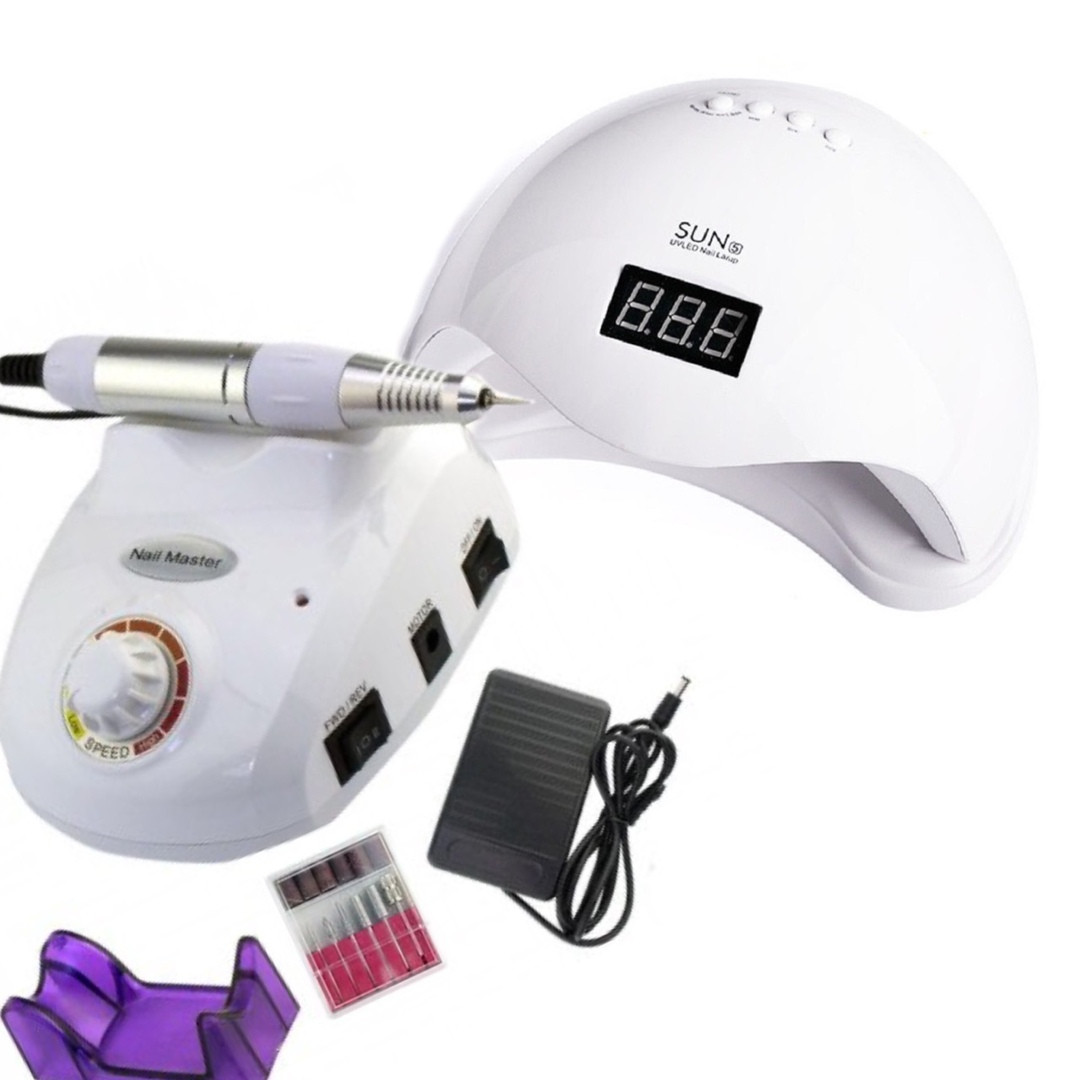 Набор: лампа Sun 5+аппарат для маникюра Nail Master-502, 35W, 35000 об