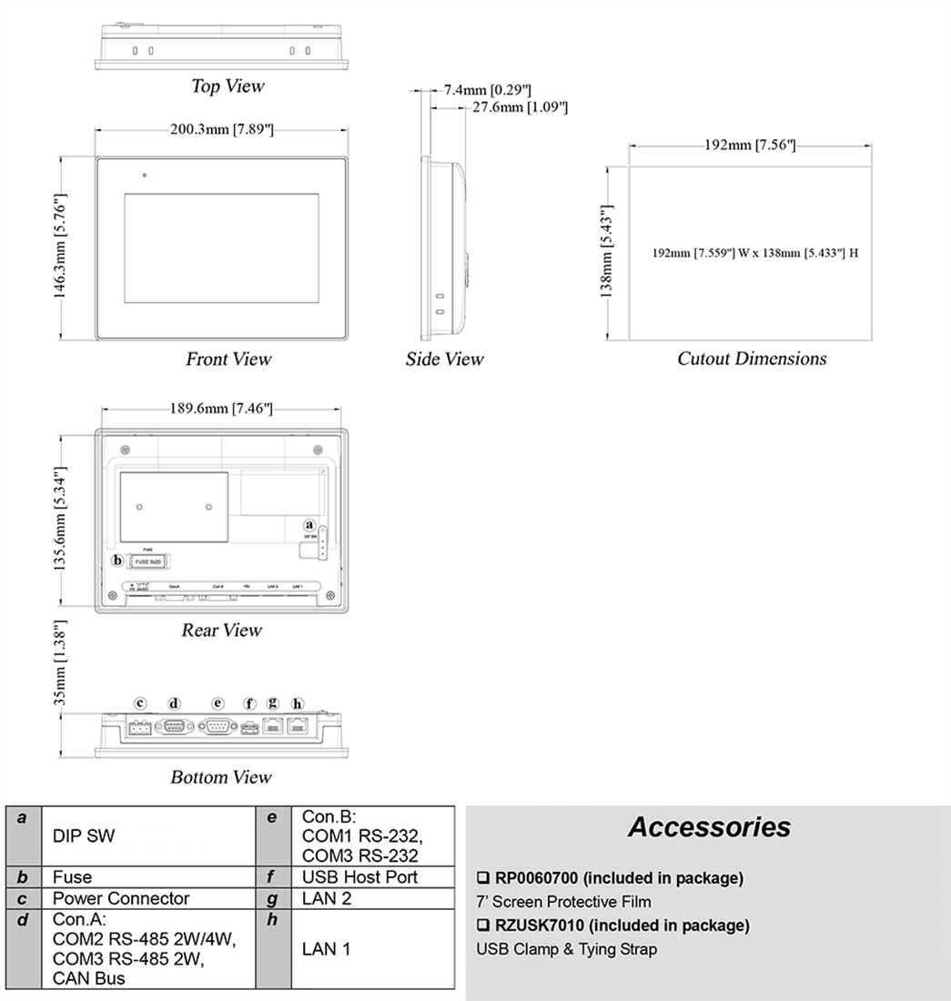 Weintek cMT3072 Программируемая панель оператора 7", ethernet x2, встроенный EasyAccess - фото 5 - id-p116773336