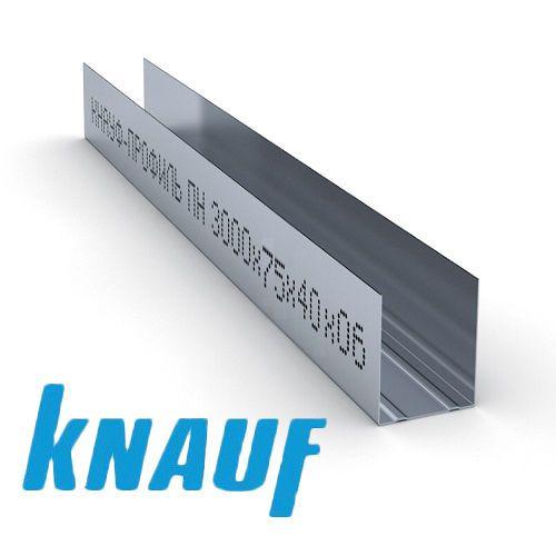 Профиль для гипсокартона KNAUF направляющий UW 75/40, толщ. 0,6мм, 3 метра - фото 1 - id-p117003928