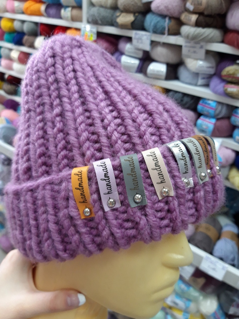 Кожаная бирка "Handmade" цвет : сирень