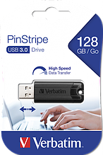 128Gb USB 3.0 FlashDrive Verbatim SnG Pinstripe черный 49319