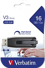 16Gb USB 3,0 FlashDrive Verbatim SnG V3 черный 49172