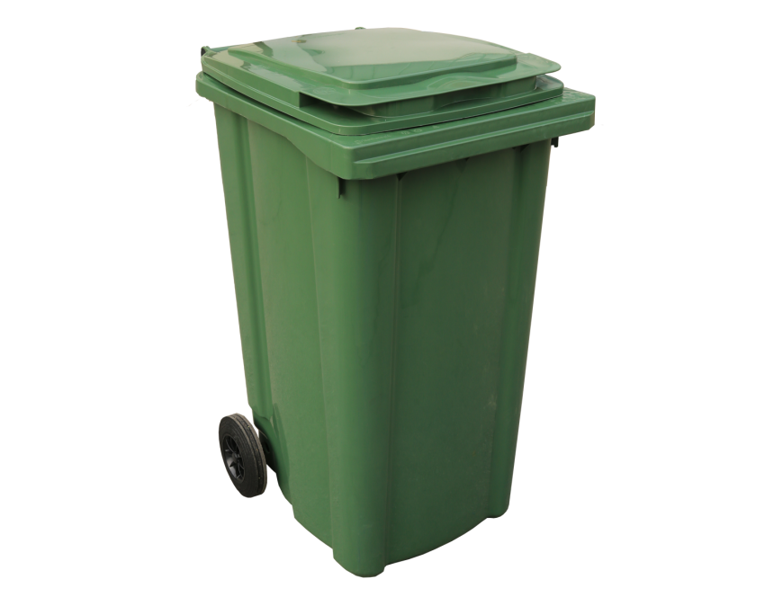 Пластиковый мусорный бак, контейнер ТБО 120 л с крышкой на колесах (зеленый, синий, серый, желтый) Турция