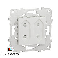 Розетка 2-модульная без заземл. со шторками UNICA NEW Schneider Electric, винтовой зажим, белый