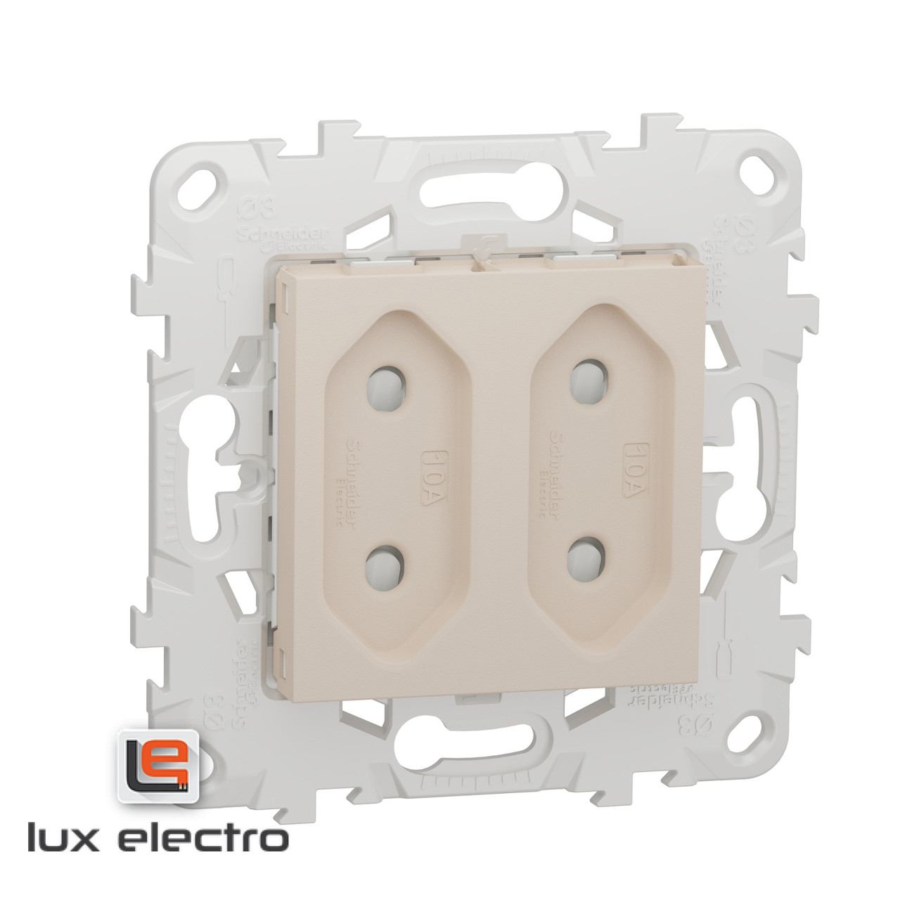 Розетка 2-модульная без заземл. со шторками UNICA NEW Schneider Electric, винтовой зажим, бежевый - фото 1 - id-p116896668
