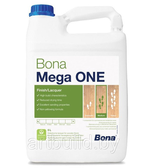 Паркетный лак на водной основе Bona Mega ONE 5 л.