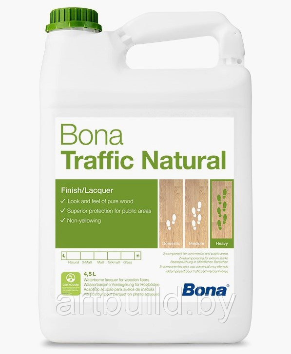 Водный двухкомпонентный полиуретановый лак для пола Bona Traffic Natural (4.95 л.)