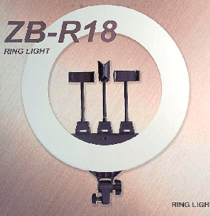 Кольцевая лампа светодиодная Профи ZB-R18 диаметр 46см + штатив 2,1 м+ 3 держателя + Подарок Сумка, фото 2