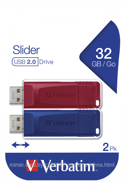 32Gb х 2 USB 2.0 FlashDrive Verbatim Slider 2 шт - фото 1 - id-p117108037