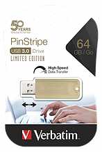 64Gb USB 3.0 FlashDrive Verbatim SnG Pinstripe Gold 