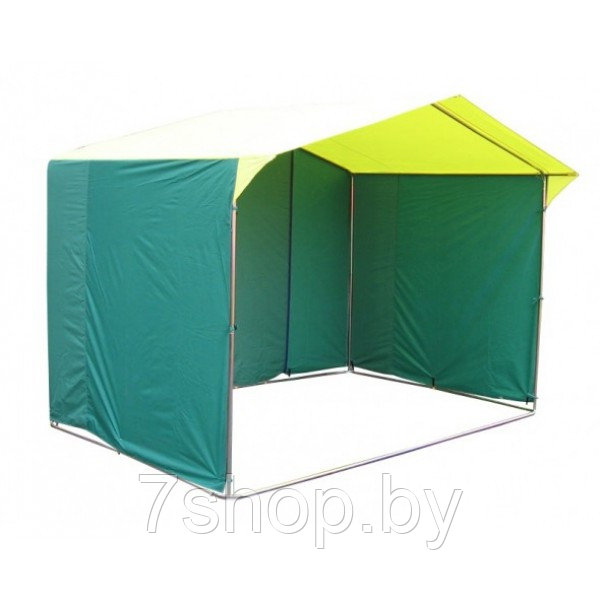 Торговая палатка Домик 2х2 м труба 25 мм тент ПВХ желтый/зеленый - фото 1 - id-p116895672