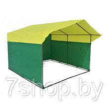 Торговая палатка Домик 2.5х2.0 м квадратная труба 20х20 мм тент ПВХ 350 г/м2 желтый/зеленый