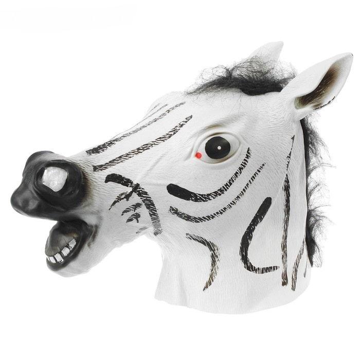 Латексная маска «Лошадь» белая с черной гривой