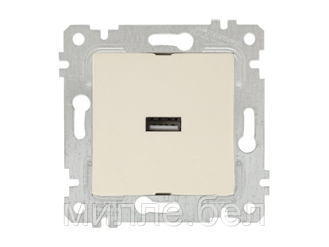 Розетка 1-ая USB (скрытая, без рамки) кремовая, RITA, MUTLUSAN (USB-зарядка, 5V-2.1A) - фото 1 - id-p116448119