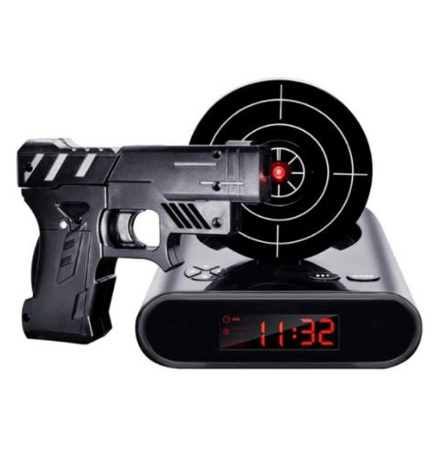 Будильник-мишень Gun Alarm Clock (цвета - хаки, черный, белый) - фото 2 - id-p91270933