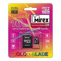 SD Card Micro 16Gb Class 10 Mirex с адаптером