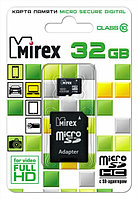 SD Card Micro 32Gb Class 10 Mirex с адаптером