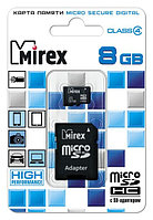 SD Card Micro 8Gb Mirex с адаптером 13613-ADTMSD08