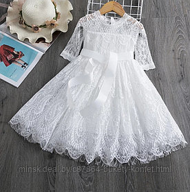 Кружевное белое платье - рост 120
