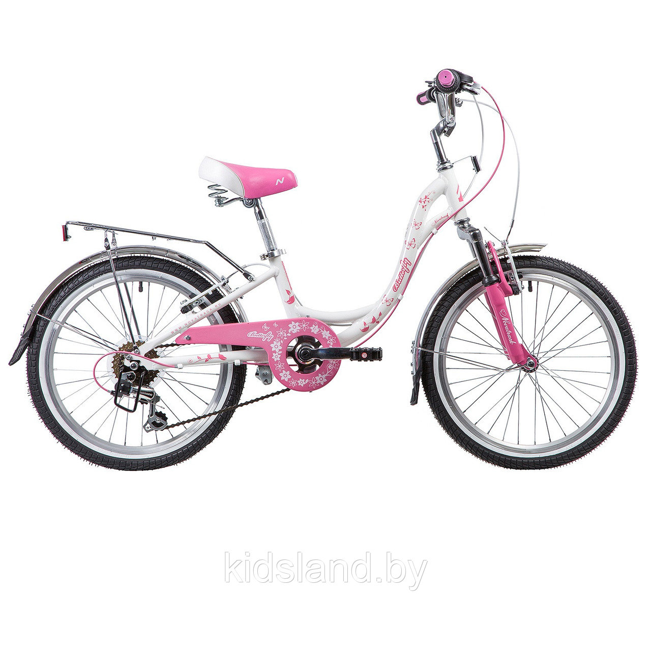 Велосипед Novatrack Butterfly V 20"  (бело-розовый)