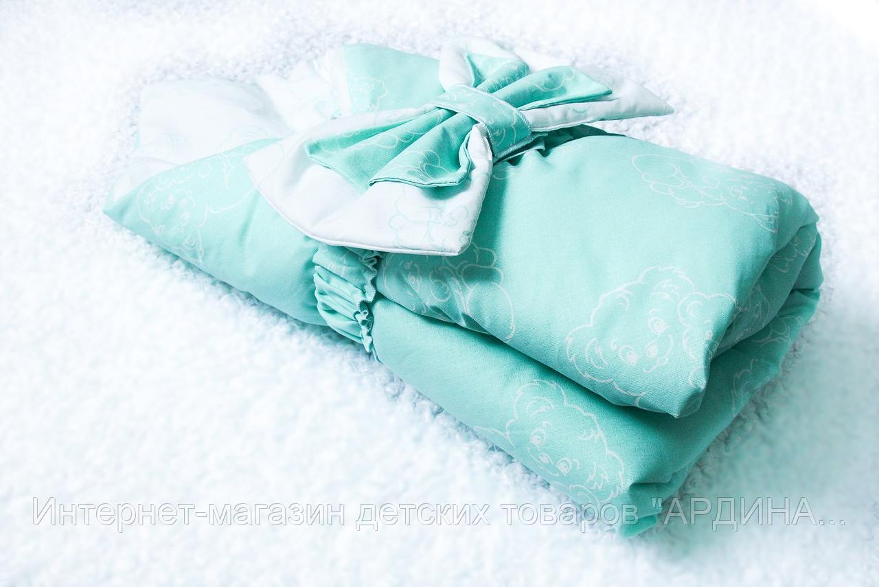 Одеяло-конверт с бантом зеленый