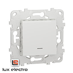 Выключатель 1-клавишный кнопочный  с подсветкой UNICA NEW Schneider Electric, белый