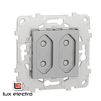 Розетка 2-модульная без заземл. со шторками UNICA NEW Schneider Electric, винтовой зажим, алюминий