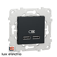 Розетка USB 2-местная, 5 В / 2100 мА UNICA NEW Schneider Electric, антрацит
