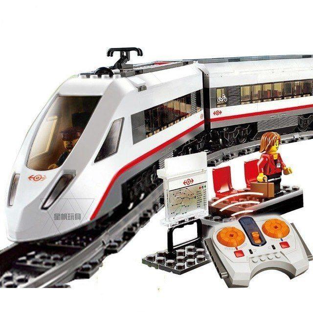 Конструктор Скоростной пассажирский поезд на радиоуправлении, Lepin 02010, аналог Лего поезд 60051 - фото 2 - id-p117197785