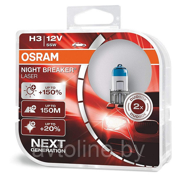 Автолампа H3 12V 55W NBL +150% (комплект 2шт) OSRAM