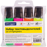 Набор текстовыделителей OfficeSpace 4цв., 1-5мм, ПВХ уп., арт.H4_16451(работаем с юр лицами и ИП)