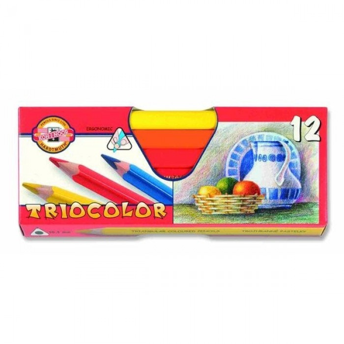 Набор цветных художественных карандашей TRIOCOLOR, 12 цв, трехгранный цветной корпус, арт. 3152/12 KS(работаем